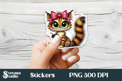 Funny cat stickers printable | Cute animal stickers PNG Product Image 1