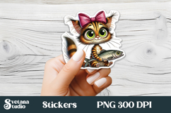 Funny cat stickers printable | Cute animal stickers PNG Product Image 1