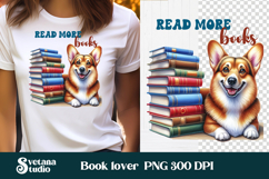 Funny dog book clipart | Funny dog sublimation | Book lover Product Image 1