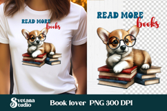 Funny dog book clipart | Funny dog sublimation | Book lover Product Image 1