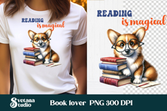 Funny dog book clipart | Funny dog sublimation | Book lover Product Image 1