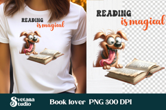 Funny dog book clipart | Funny dog sublimation | Book lover Product Image 1