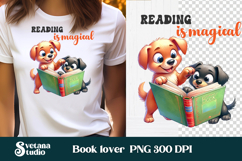 Funny dog book clipart | Funny dog sublimation | Book lover Product Image 1