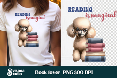 Funny dog book clipart | Funny dog sublimation | Book lover Product Image 1