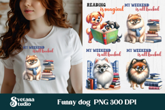 Funny dog book clipart | Funny dog sublimation | Book lover Product Image 1