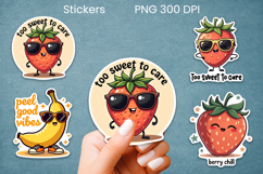 Funny fruit sticker PNG design | Printable summer sticker Product Image 1