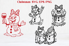 Christmas snowman SVG design | Christmas silhouette SVG Product Image 1