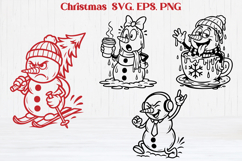 Christmas snowman SVG design | Christmas silhouette SVG Product Image 1