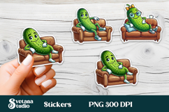Funny cucumber stickers PNG | Vegetable sticker printable Product Image 1