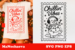 Funny Snowman SVG | Christmas Postage Stamp Sublimation Product Image 1