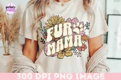 retro floral fur mama png