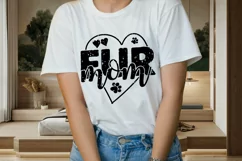 Fur Mom Heart SVG Dog Lover Sublimation T-shirt Design Product Image 1