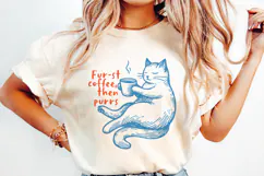 Cat & Coffee Doodle lineart Clipart SVG | PNG | EPS Product Image 2