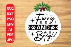 Dog christmas svg, dog round sign svg, furry and bright svg Product Image 1