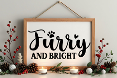 Furry and Bright Sign SVG, Farmhouse Christmas Sign Product Image 4