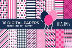 Fuschia Navy Digital Papers
