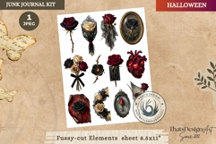 Haunted House Halloween Junk Journal fussy cut Ephemeras Product Image 1