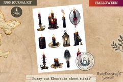 Haunted House Halloween Junk Journal fussy cut Ephemeras Product Image 1