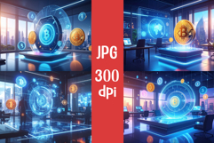 4 Futuristic fintech concept- holographic interface JPG Product Image 1