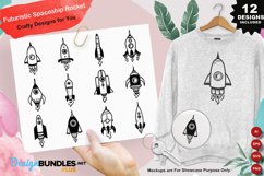 Futuristic Spaceship Rocket Clipart Set Product Image 1