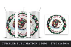 Fuzzy cute hedgehog colorful baubles quote Rolling in Christmas Cheer print 20 oz tumbler skinny mug wrap clipart t-shirt sublimation printable design