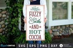 Fuzzy socks and hot cocoa SVG, Christmas SVG Design Product Image 1