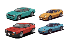 Vintage sports cars in various colors showcasing dynamic des Product Image 1