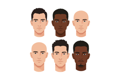 Six diverse male facial illustrations showcasing various hai Product Image 1