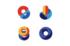 Colorful geometric shapes in flat design showcasing various Product Image 1