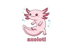 Cute pink axolotl with feathery gills swimming in clear wate Product Image 1