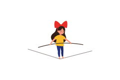 Young girl balancing on a tightrope with a playful expressio Product Image 1