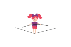 A cheerful girl balancing on a tightrope in a playful, minim Product Image 1