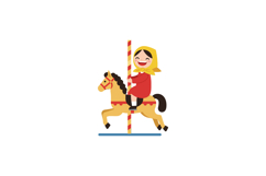 Happy child riding a carousel horse in colorful, flat vector Product Image 1