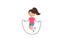 A cheerful girl jumping rope in a flat, colorful design styl Product Image 1