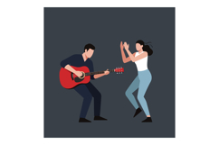 Engaging couple enjoying music together with guitar in flat Product Image 1