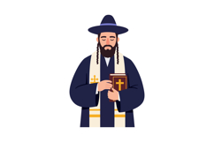 Religious leader holding a book in traditional attire with f Product Image 1