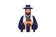 Man holding a book in traditional attire with a flat design Product Image 1