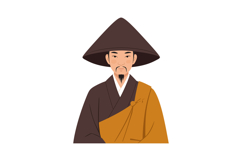 Detailed illustration of a serene monk wearing a traditional Product Image 1