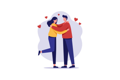 Couple embracing with love and affection in a flat design st Product Image 1