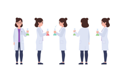 Scientist character holding colorful chemicals in dynamic po Product Image 1