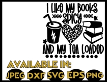 Reading svg JPEG Silhouette Cricut teacher book loaded tea Product Image 2
