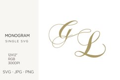 Calligraphic golden monogram letters G and L svg Product Image 1