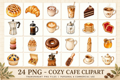 Cozy Cafe Clipart PNG, Watercolor Coffee &amp; Bakery Product Image 2