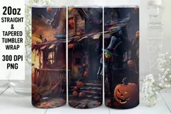 Halloween Scenes Tumbler Wrap, Halloween Witch Tumbler Wrap Product Image 1