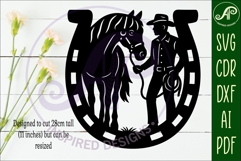 Cowboy and horse wall sign svg laser cut Product Image 2