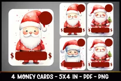Christmas Money Card Template PNG I Santa Card Holders Product Image 1