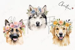 Watercolor Dogs with Flower Crowns Clipart | Watercolor Dog Product Image 3