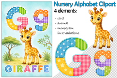 Nursery Alphabet Clipart, Flashcard Letter G, Monogram PNG Product Image 1