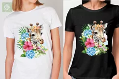 Giraffe & flowers sublimation print design PNG Product Image 2