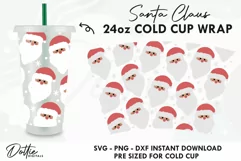 Santa Claus Faces No Hole Starbucks Wrap SVG | 24oz Cold Cup Product Image 1